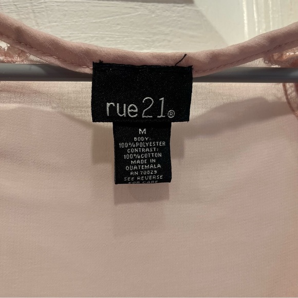 Rue 21 Dusty Pink Sheer Lacy Top - Size Medium - Picture 3 of 5
